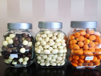 Close-up of candies in jar at store