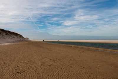 Walking on the north sea beach on a sunny winter day near the slufter valley 