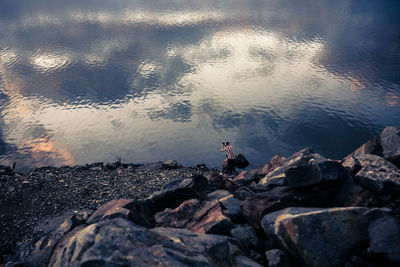 Woman standing in water