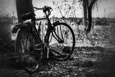Abandoned car parked on road