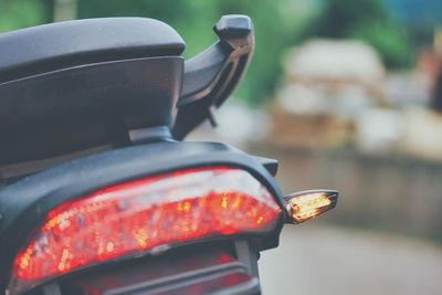 Close-up of bicycle on metal