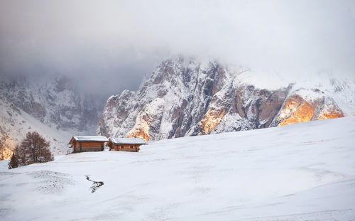 Snow covered mountain against sky