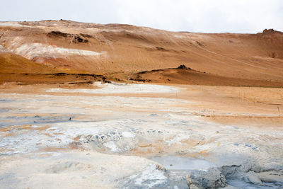 Scenic view of desert land against sky