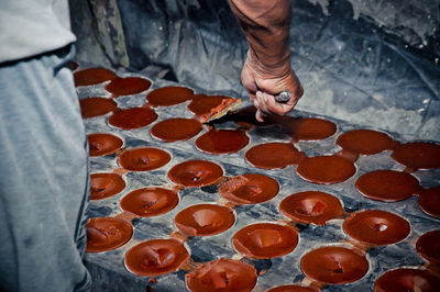 High angle view of man working