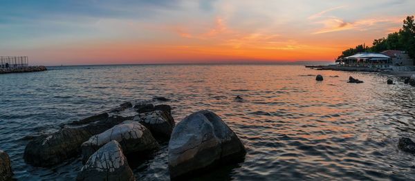 Scenic view of sea during sunset