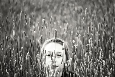 Portrait of girl on field