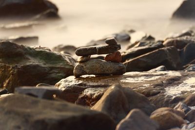 Close-up of stones on rock