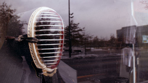 Close-up of glass window in rain