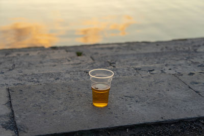 Close-up of beer glass