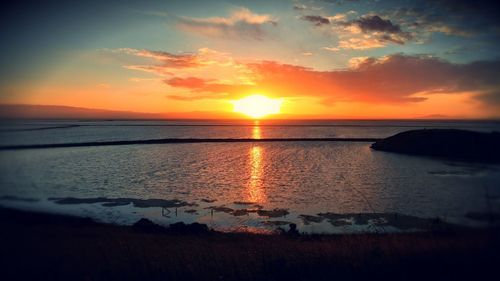 Scenic view of sea during sunset