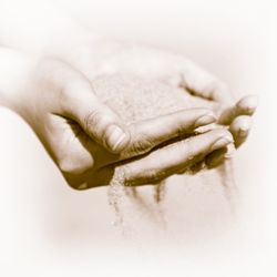 Close-up of hand holding over white background