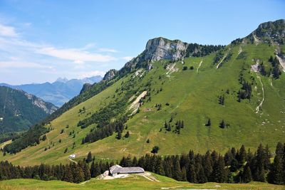 Scenic view of mountains against sky