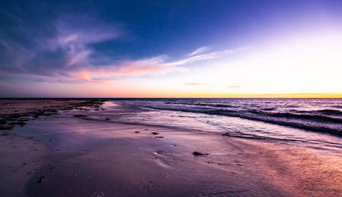 Scenic view of sea against sky during sunset