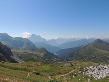 Scenic view of mountains against clear sky