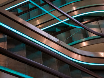 High angle view of illuminated spiral staircase