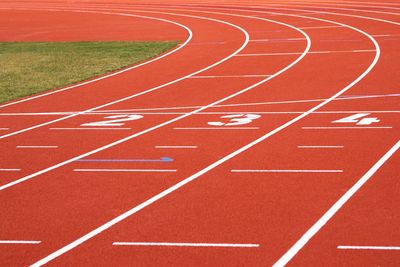 High angle view of track and field