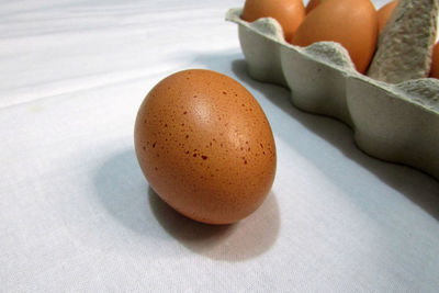 Close-up of egg on table