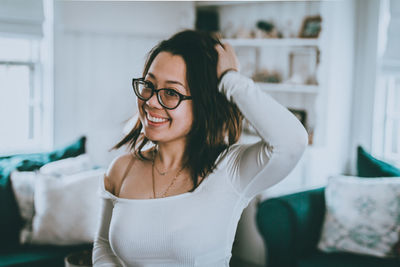 Portrait of smiling young woman