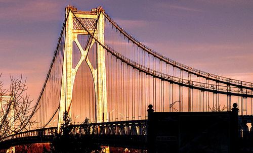 Low angle view of suspension bridge