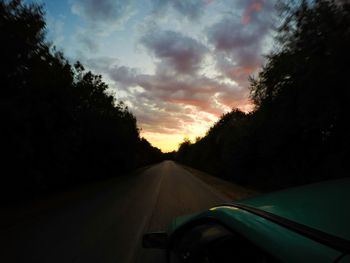 Road seen through car windshield