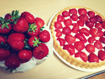 Close-up of served fruit in plate