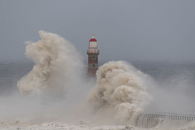 Giant wave during storm weather