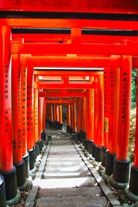 View of red temple in building