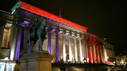 Low angle view of building at night