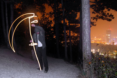 View of text in city at night