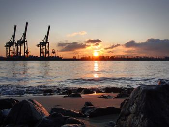 View of sea against sky during sunset