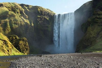 Skogafoss waterfall, on the ring road in southern iceland,