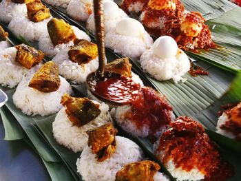 High angle view of food on table