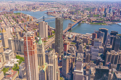 High angle view of buildings in city