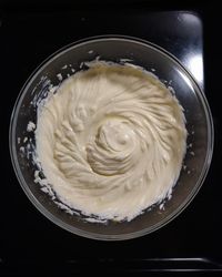 High angle view of ice cream in bowl