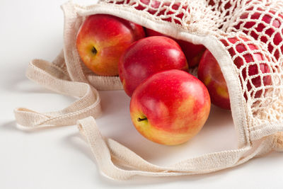 Close-up of apples against white background