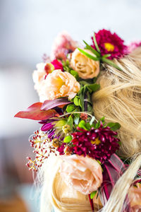 High angle view of pink roses