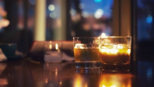 Close-up of wine glass on table in restaurant