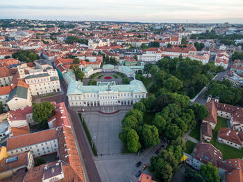 Vilnius old town and presidential palace with vilnius university backyard in background. lithuania