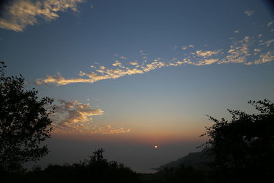 Silhouette trees against scenic sky