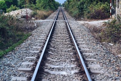 Railroad tracks in tunnel