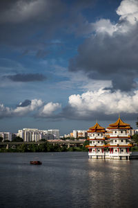 Buildings against cloudy sky