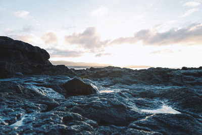 Sunrise over the volcanic coast of costa calma fuerteventura