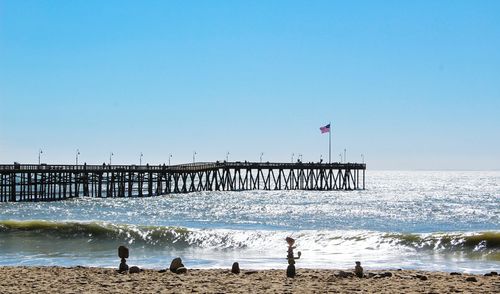 Scenic view of sea against clear sky