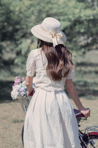 A girl in a vintage outfit