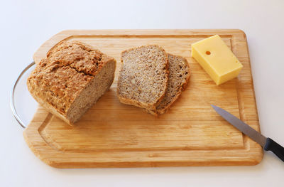 High angle view of breakfast on table