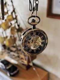 Low angle view of chandelier hanging at home