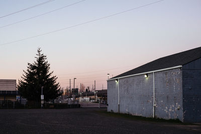 View of buildings against clear sky