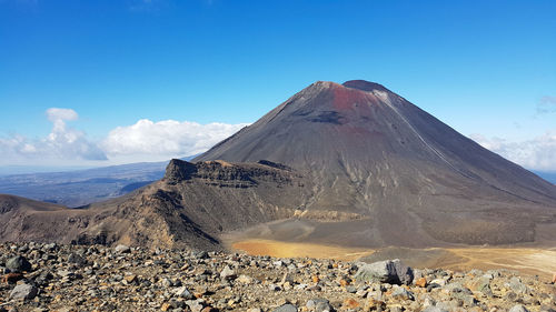 Panoramic view of volcanic landscape against sky