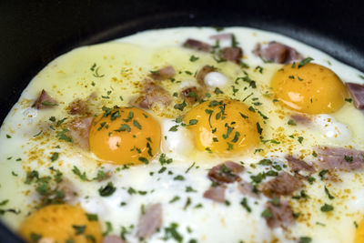 Close-up of breakfast served in plate