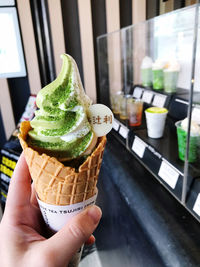 Midsection of person holding ice cream